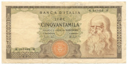 50000 LIRE BANCA D'ITALIA LEONARDO DA VINCI MEDUSA 16/05/1972 BB - Autres & Non Classés
