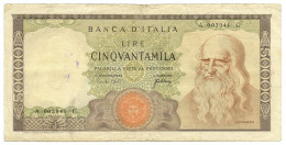 50000 LIRE BANCA D'ITALIA LEONARDO DA VINCI MEDUSA 03/07/1967 QBB - Altri & Non Classificati