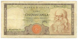 50000 LIRE BANCA D'ITALIA LEONARDO DA VINCI MEDUSA 03/07/1967 QBB - Other & Unclassified