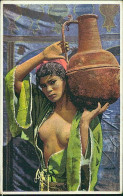 LIBIA / LIBYA - WATER CARRIE - HALF NAKED / NUDE / NU GIRL - EDIT LEHNERT & LANDROCK - 1910s  (12406) - Libye