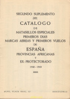 Catalogo Primer Suplemento De Matasellos Especiales Primeros Dias Marcas Aereas Y Primeros Vuelos De España 1960 - Thématiques