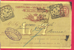INTERO CARTOLINA-VAGLIA UMBERTO C.15 DA LIRE 7 (CAT. INT. 11) -VIAGGIATA DA MILANO*6.5.93* PER ROMA - Stamped Stationery
