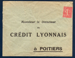 FRANCE Credit Lyonnais Poitiers Semeuse Perfin S/lettre - Lettres & Documents