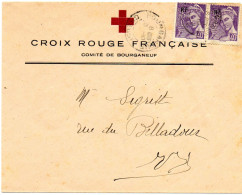 FRANCE.1944. LS.TYPE  "MERCURE"."CROIX-ROUGE FRANÇAISE -COMITE DE BOURGANEUF".(CREUSE). - 1938-42 Mercurius