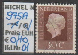 1972 - NIEDERLANDE - FM/DM "Königin Juliana" 30 C Dkl'rotbraun - O  Gestempelt - S. Scan (975o 01-10 Nl) - Used Stamps