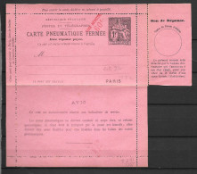 / France: 2581 CLPPRP 60c.s.1f.(1902)5 Lignes D'avis Au Verso - Pneumatische Post