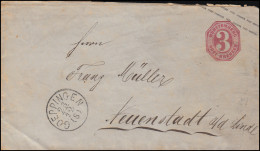 Württemberg Umschlag U 20 Aus GÖPPINGEN 23.12.1872 Nach NEUENSTADT 24.12. - Ganzsachen