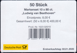 116 MH Beethoven, Selbstklebend, Banderole Für 50 Markensets - 2011-2020