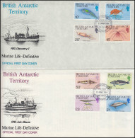 Britische Antarktis 108-123 Meerestiere Krebse Quallen 16 Werte, Satz Auf 4 FDC - Other & Unclassified