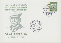 PP 28/8 Dürer: Geburtstag Graf Zeppelin, Tagesstempel ZEPPELINHEIM 8.7.63 - Buste Private - Nuovi