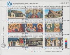Zypern (griechisch) 672-680 Kulturerbe: Kirchen, Zusammendruck-Kleinbogen, ** - Other & Unclassified