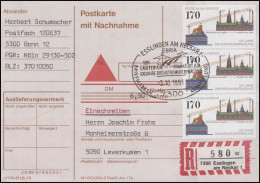 1557 Drehstromübertragung, MeF Postkarte Mit Nachnahme SSt Esslingen 3.10.1991 - Elektrizität