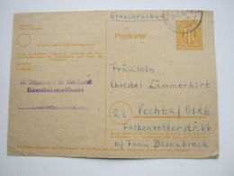 1946 , SEESTADT ROSTOCK , Stempel Auf 6 Pfg. AM - Post Karte , Abs. Aus Rostock - Entiers Postaux