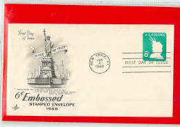 USA - EMBOSSED STAMPED ENVELOPE - FDC 1968  6c. - 1961-80