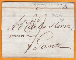 1798 - Marque Postale VIZCAYA Lettre Pliée Avec Corresp En Espagnol De BILBAO Vers GANTE, Gand, Gent, République Batave - ...-1850 Prefilatelia