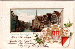 Hamburg , Deichstraße-Fleet (Litho Prägekarte, 1902 Nach Norwegen) - Mitte