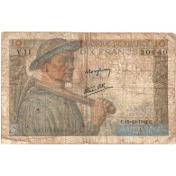 France, 10 Francs, Mineur, 1942, V.11, B+, Fayette:8.4, KM:99d - 10 F 1941-1949 ''Mineur''