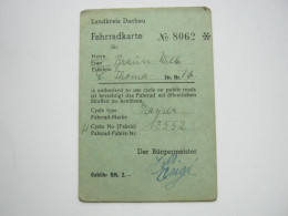 1946 , Ca., FAHRRADKARTE Aus Dem Landkreis DACHAU  , Seltenes Dokument - Lettres & Documents