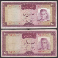 PERSIEN - PERSIA -  IRAN -  2 Stück á 100 RIALS (1969) Pick 86a VG/F (4/5)  - Autres - Asie