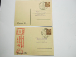 1936 , 2 Privatganzsachen " Tag Der Briefmarke " , 1 Mal Mit Freistempel - Privat-Ganzsachen
