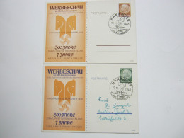 1940, 2 Privatganzsachen "  300 Jahre Post " , Je Mit Sonderstempel - Entiers Postaux Privés