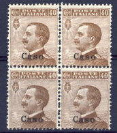 1912-Caso (MNH=**) Quartina Del 40c. Bruno Michetti - Aegean (Caso)