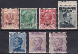 1912-Lipso (MNH=**) Mix 7 Valori (1/3+5/8) - Egée (Lipso)