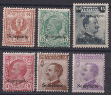 1912-Scarpanto (MNH=**) 6 Valori (1/3 + 6/8) - Ägäis (Scarpanto)