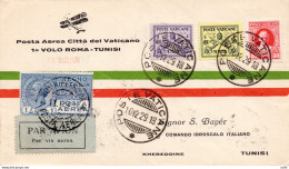 1929 (Vaticano)/Roma/Tunisi Del 11.12.29 - Aerogramma Speciale - Marcofilía (Aviones)