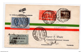 1929 Roma/Tunisi Del 11.12.29 - Aerogramma Con Primo Volo Diretto - Marcophilia (AirAirplanes)