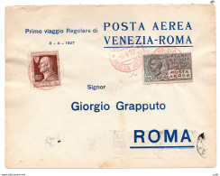 1927 Venezia/Roma Del 8.4.27- Aerogramma Con Primo Volo Postale - Poststempel (Flugzeuge)