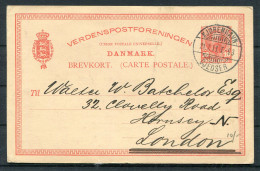 1911 Denmark 10ore Stationery Postcard Kjøbenhavn - Gjedser T-93 Railway- London England - Covers & Documents