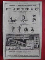 PUB 1884 - Fonderie Cuivre F Asquier Av D'Arenc, Léger Fournet Ch De Rome 13 Marseille, Chatel 55 Cousanges-Forges - Publicités