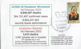 NEW ZELAND - Envel. COVID-19 PANDEMIC WORLDWIDE - AUSTRALIAN STATISTIC - 01.02.2022 - Usados