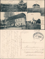 Ansichtskarte Großdorfhain-Tharandt 4 Bild. Gasthaus, Schule. Totale 1917 - Tharandt