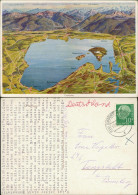 Ansichtskarte Chiemsee Chiemsee (See) Umgebungskarte, Alpen Panorama 1956 - Chiemgauer Alpen