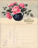 Ansichtskarte  Glückwunsch Geburtstag - Rosen In Vase - Künstlerkarte 1912 - Geburtstag