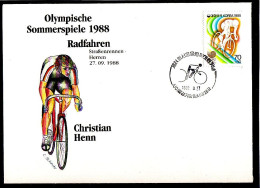 Olympics 1988 - Cycling - Henn - SOUTH KOREA - FDC Cover - Zomer 1988: Seoel