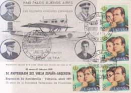 1976 Edifil 2304 Tarjeta Filatelica 50 Aniversario Del Vuelo España Argentina - Maximumkarten