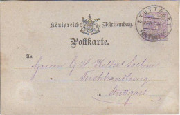 GERMANY/Wurttemberg. 1875/Stuttgart, PS Card/at Place. - Interi Postali