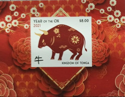 Tonga 2021, Year Of The Ox, Block IMPERFORATED - Kühe