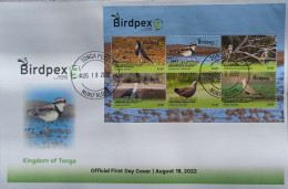Tonga 2022, Birdpex, Kingfisher, Heron, 6val In BF In FDC - Albatros & Stormvogels