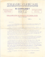 Courrier: Offre De Service R. Cornudet, Métreur, Vérificateur Spécialiste, Paris (Professeur De Métré) - 1900 – 1949