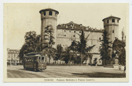 D7716] TORINO PIAZZA CASTELLO - PALAZZO MADAMA FACCIATA MEDIEVALE - TRAM Viaggiata 1929 - Andere Monumenten & Gebouwen