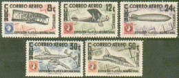 Cuba C122-C126,hinged.Michel 467-471. HAVANA-1955,Airplanes,Zeppelin,Planes. - Neufs