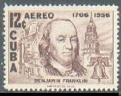 Cuba C150, Lightly Hinged. Michel 512. Benjamin Franklin, 1956. Bell. - Neufs