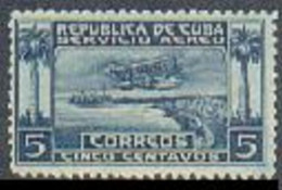 Cuba C1, Lightly Hinged. Mi 56. Airpost 1927. Seaplane Over Havana Harbor, Palm. - Neufs
