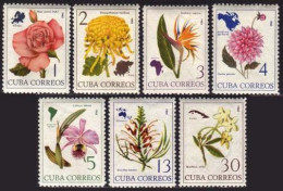 Cuba 973-979,MNH.Michel 1035-1041. Flowers,maps Of Their Locations,1965. - Unused Stamps