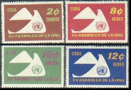 Cuba 668-669, C222-C223, MNH. Michel 713-716. UN, 15th Ann. 1960. Dove, Emblem. - Nuovi