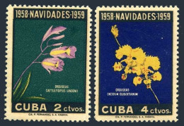 Cuba 611-612, Lightly Hinged. Michel 613-614. Christmas 1958, Orchids. - Ungebraucht